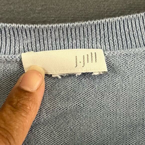 J. Jill Knit Sweater Cardigan Preppy Pullover Blue Women's Medium Soft Teacher - Picture 3 of 8